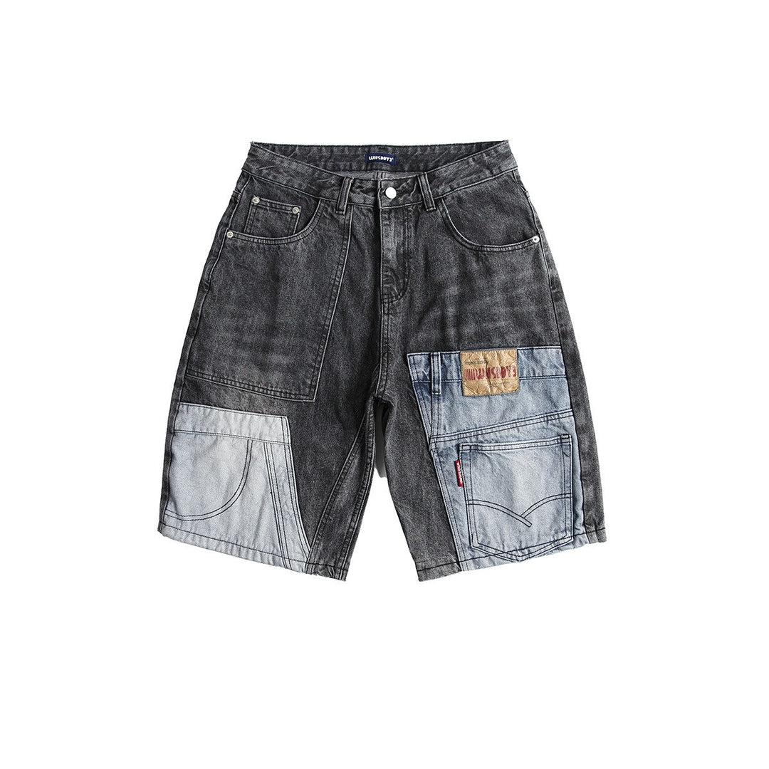 Bermudashorts aus Denim mit Patchworkmuster für Männer - Urban Edge