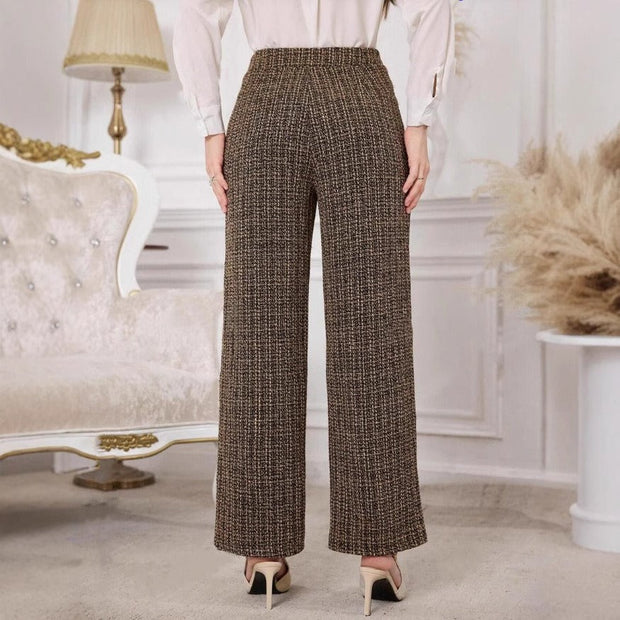 Damen-Tweedhose mit hoher Leibhöhe und Zierknöpfen - Noémie