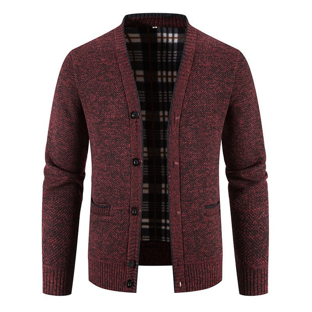 Schottenkaro gefütterte Strickjacke für Herren - Morten