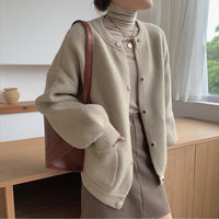 Damen Strickjacke Rundhalsausschnitt Druckknopfverschluss - Clémence