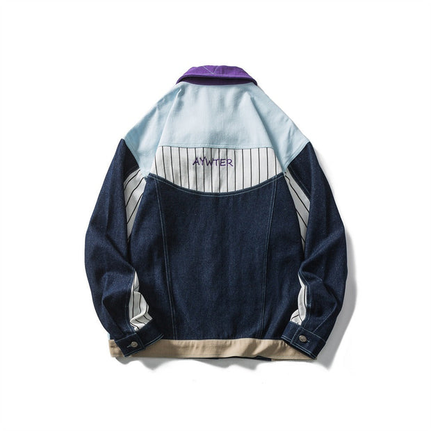 Herrenjacke Patchwork Denim Mehrfachtaschen modernes Design - Keiro