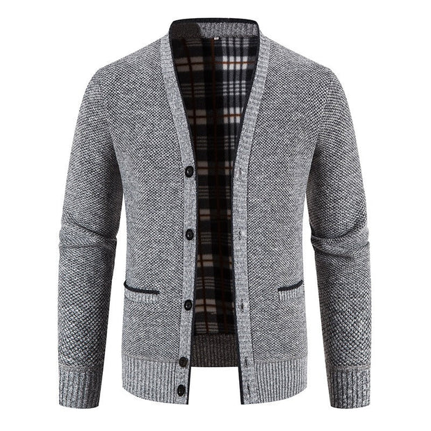 Schottenkaro gefütterte Strickjacke für Herren - Morten