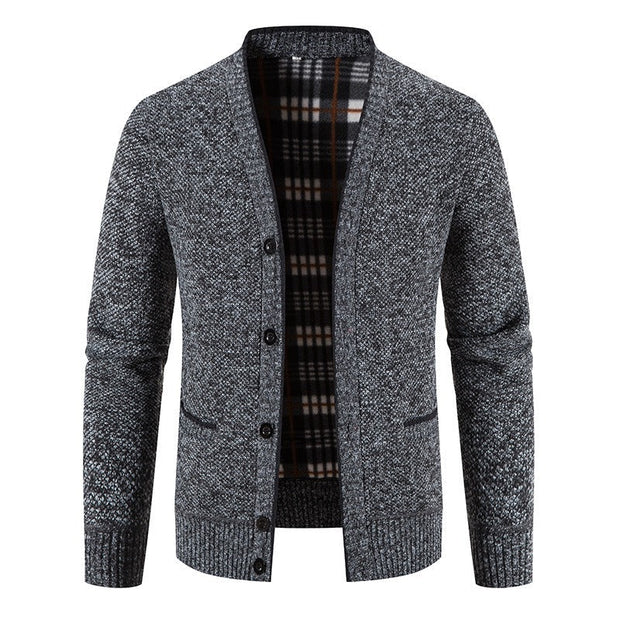 Schottenkaro gefütterte Strickjacke für Herren - Morten
