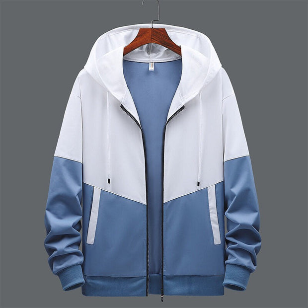 Zweifarbiges Herren-Kapuzensweatshirt mit Frontreißverschluss - Nexo