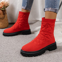 Gesteppte Damenstiefel aus Stoff mit Laufsohle im urbanen Stil - Kaela