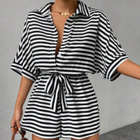 Shirt kurzer Overall mit horizontalen Streifen - Brisa