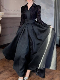 Perla - Perlenbesetztes Maxikleid mit Spitze und Patchwork