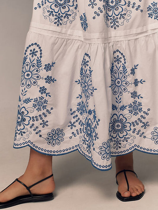 Nessa - Bedrucktes Maxikleid mit kurzen Ärmeln