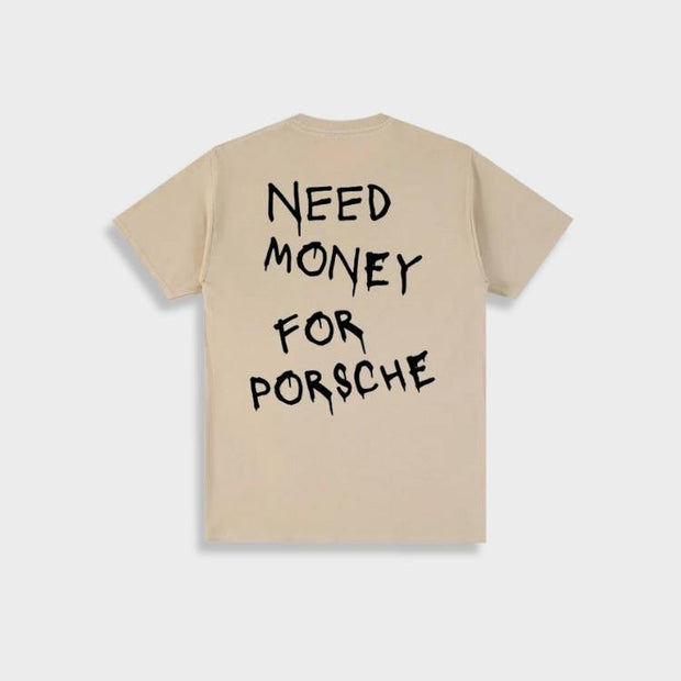 Marlon - Herren Vintage 'Need Money For Porsche' Baumwoll-T-Shirt