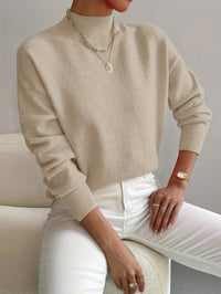 Damen Pullover eleganter warmer Strickpullover Stehkragen weicher Stoff gerade Passform - Yvonne