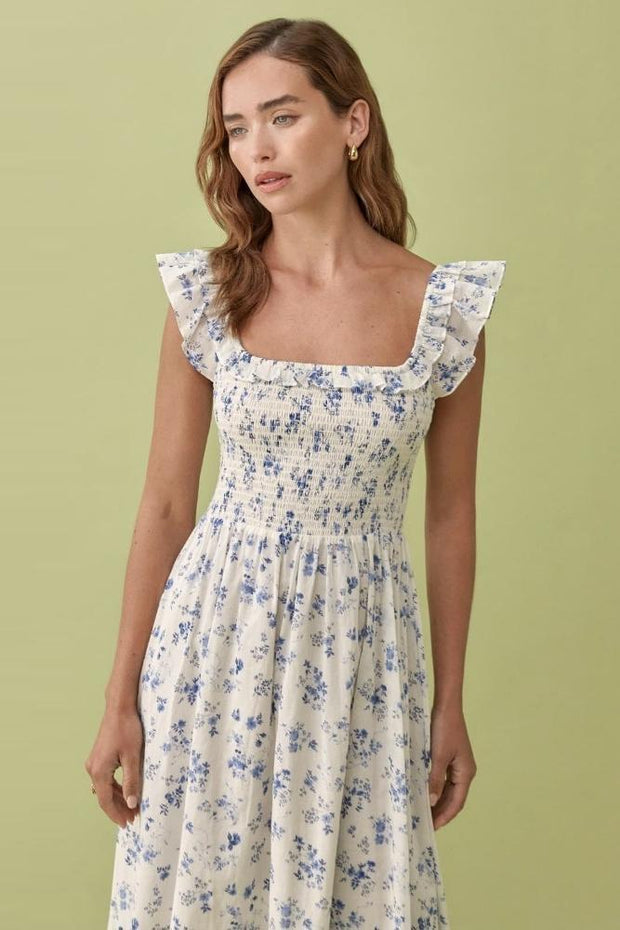 Klara - bedrucktes Midikleid mit gerafftem