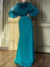Fresta - French Style - Retro Court Style Elegantes Langes Kleid - Zweiteiliges Set