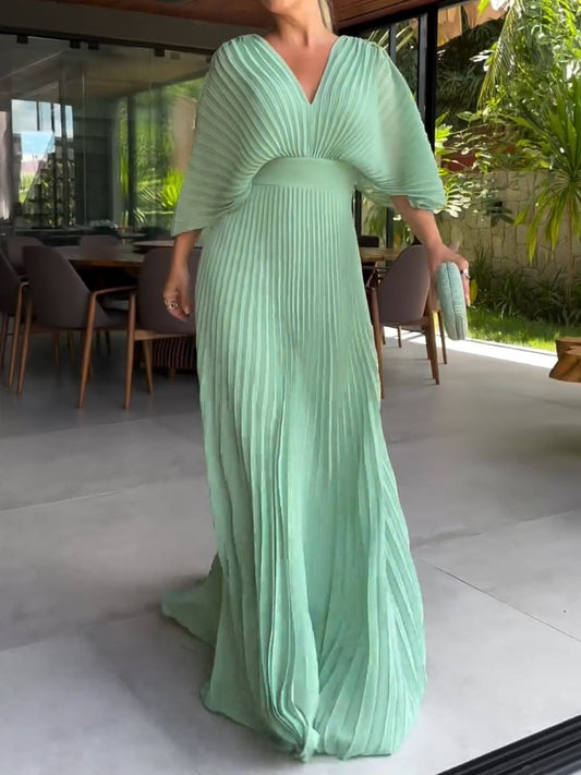 Sassa - Schwebendes Rippenkleid mit V-Ausschnitt