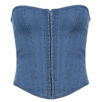 Lily - Röhrentop aus Denim mit Herzausschnitt